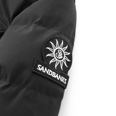 Sandbanks Branksome Long Puffer Jacket in Charcoal Logo