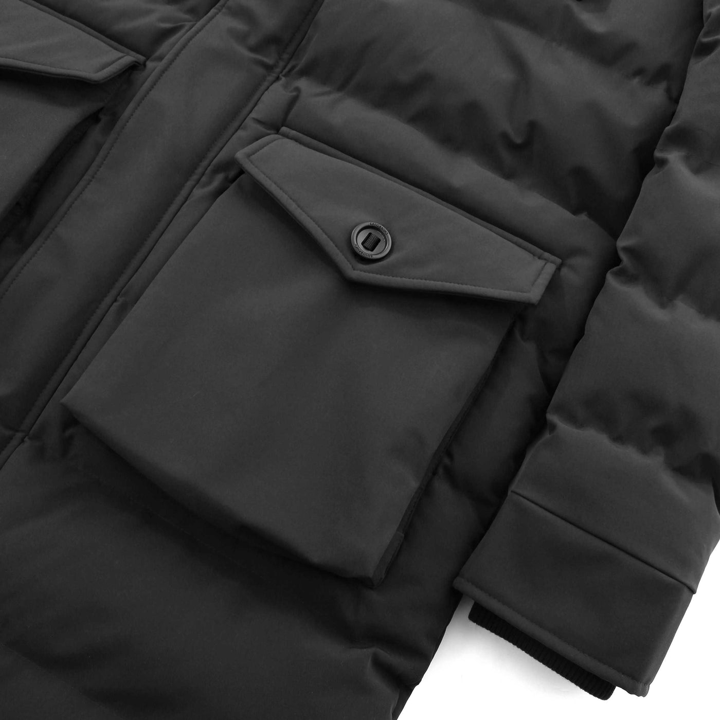 Sandbanks Branksome Long Puffer Jacket in Charcoal Pocket