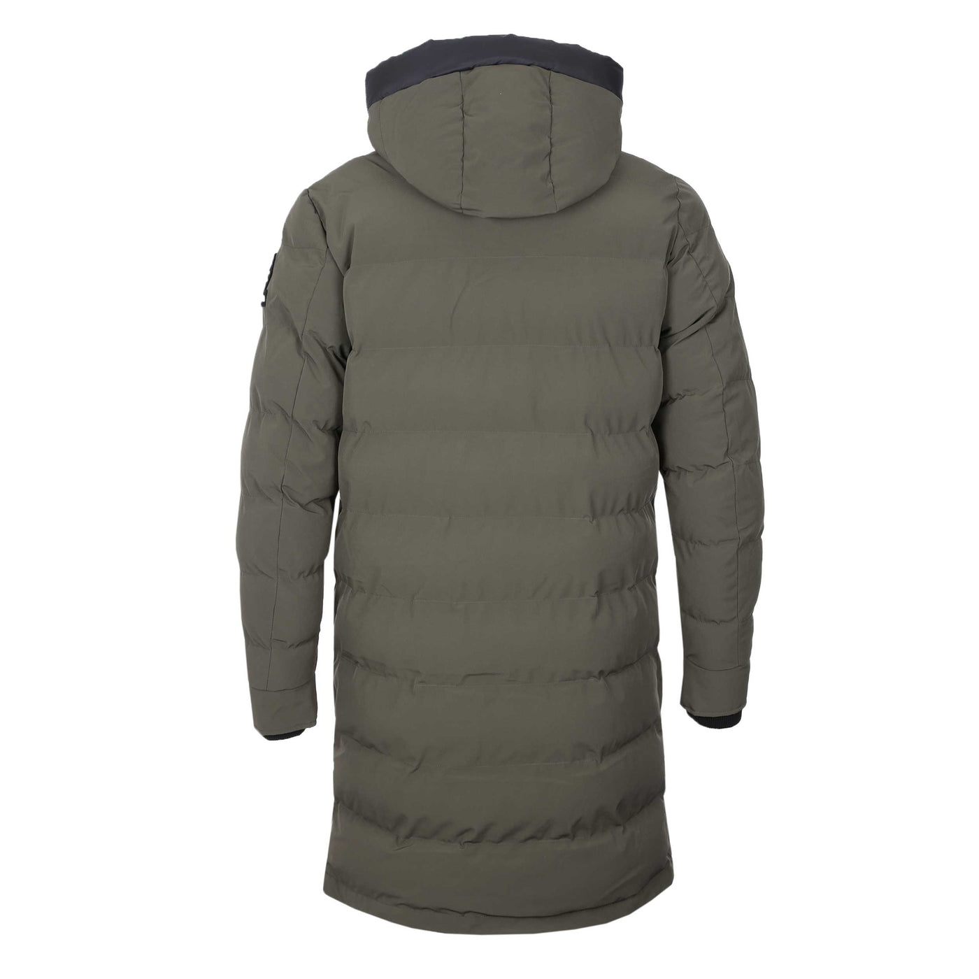 Sandbanks Branksome Long Puffer Jacket in Khaki Back