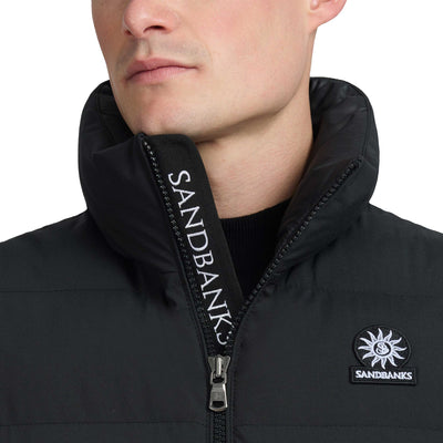 Sandbanks Clifftop Zip Pocket Gilet in Black Logo