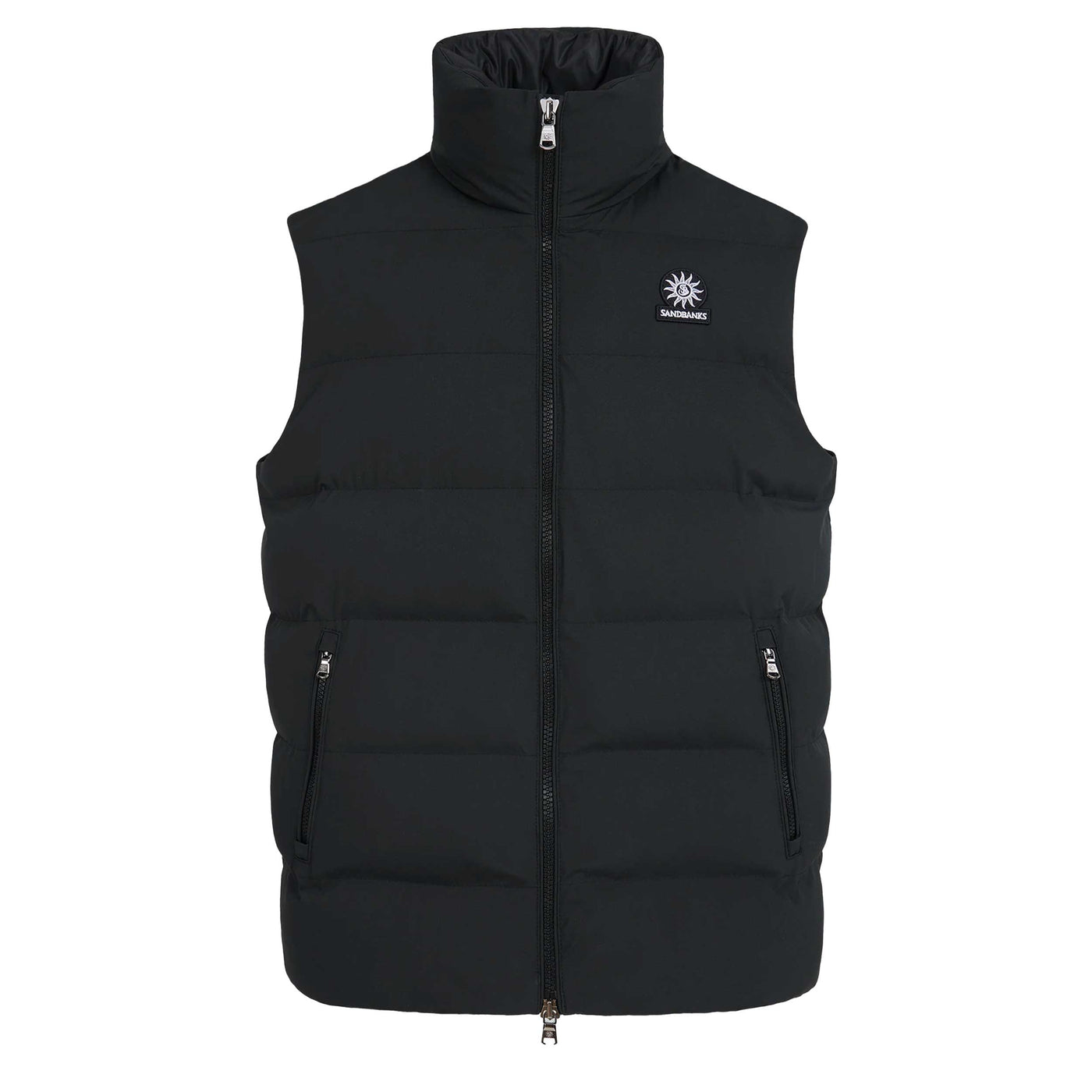 Sandbanks Clifftop Zip Pocket Gilet in Black Front