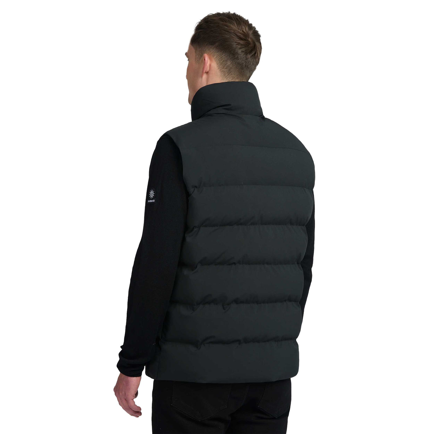 Sandbanks Clifftop Zip Pocket Gilet in Black Model Back
