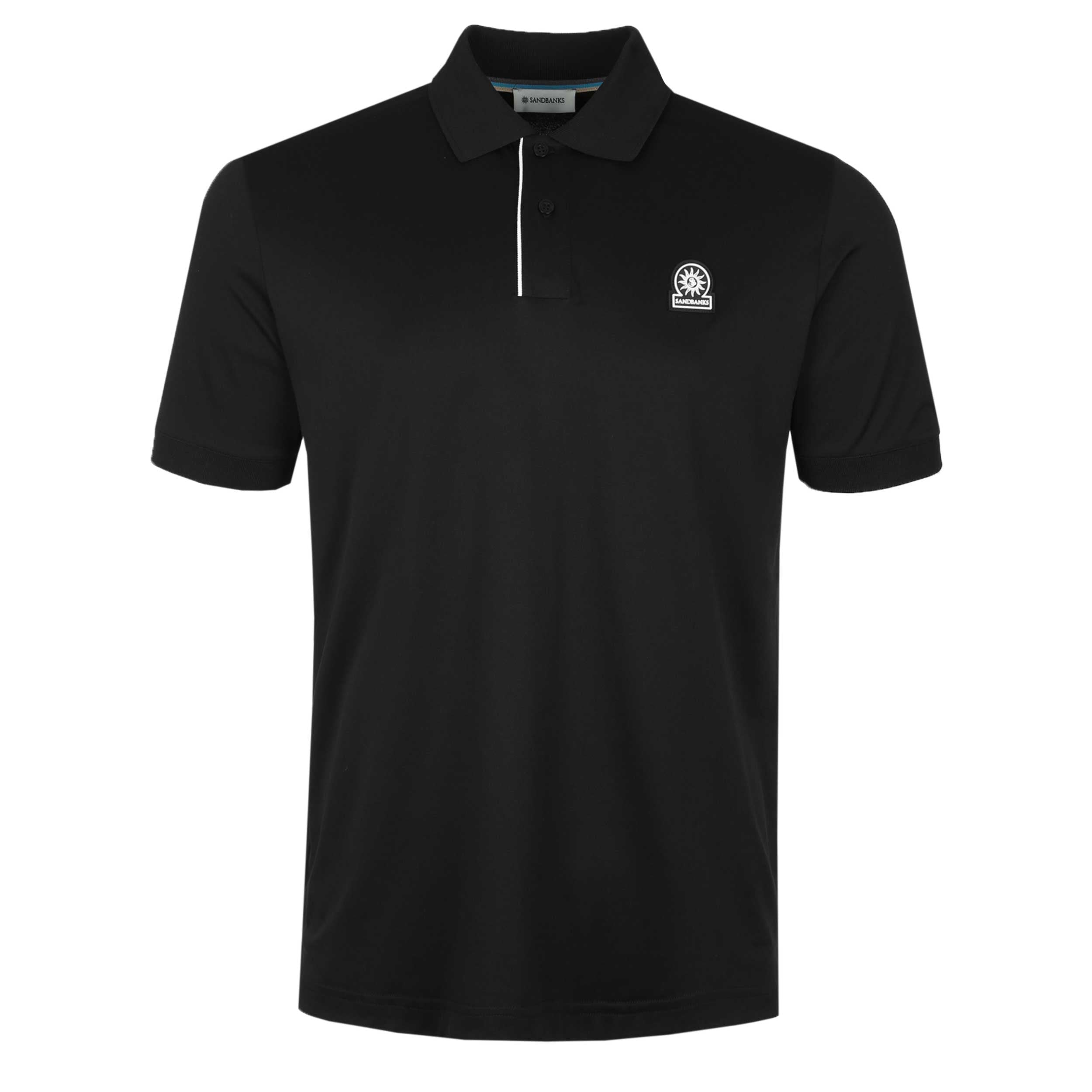 Sandbanks Contrast Placket Polo Shirt in Black