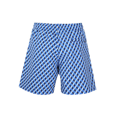 Sandbanks Geometric Swim Shorts in Blue Back