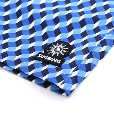 Sandbanks Geometric Swim Shorts in Blue Logo