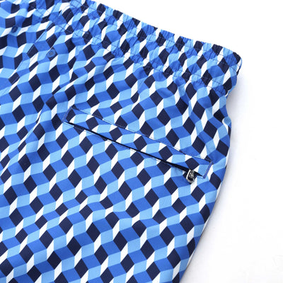 Sandbanks Geometric Swim Shorts in Blue Seat Pocket
