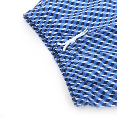 Sandbanks Geometric Swim Shorts in Blue Waist