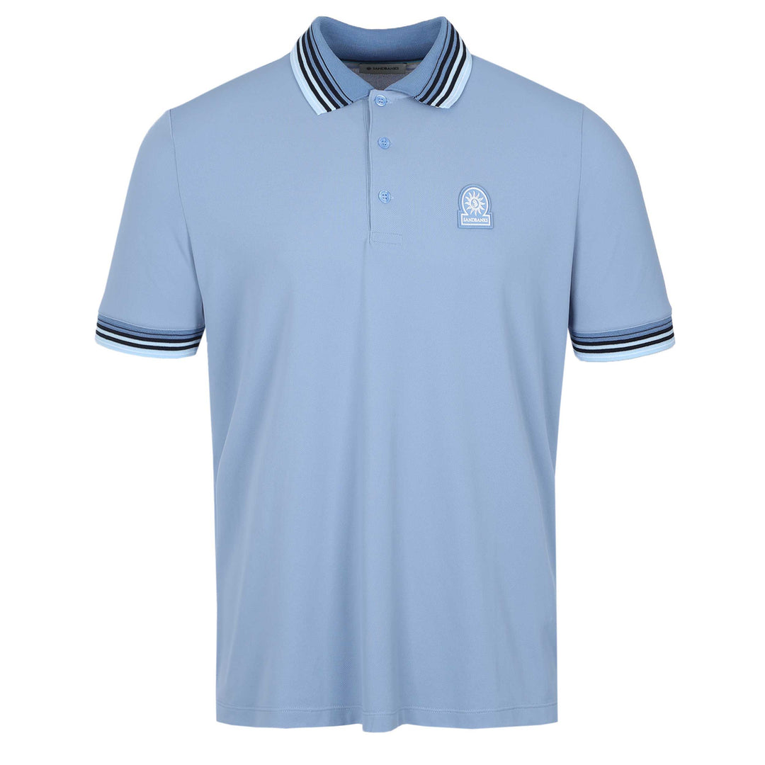 Sandbanks Gradient Rib Polo Shirt in Dusty Blue | Sandbanks