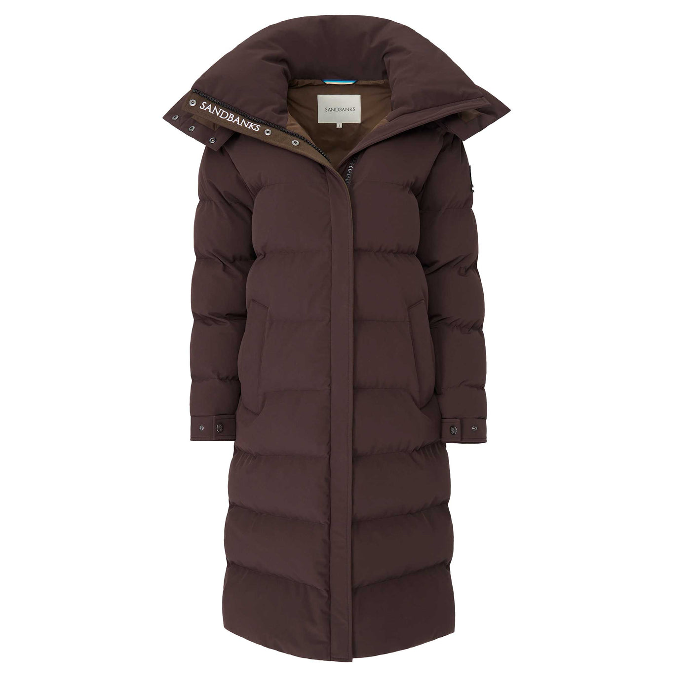 Sandbanks Haven Oversized Long Puffer Ladies Jacket in Brown