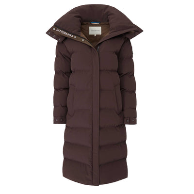 Sandbanks Haven Oversized Long Puffer Ladies Jacket in Brown