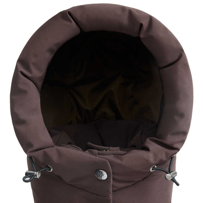 Sandbanks Haven Oversized Long Puffer Ladies Jacket in Brown Hood