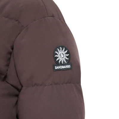 Sandbanks Haven Oversized Long Puffer Ladies Jacket in Brown Logo
