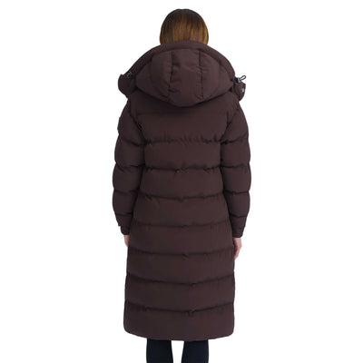 Sandbanks Haven Oversized Long Puffer Ladies Jacket in Brown Model Back