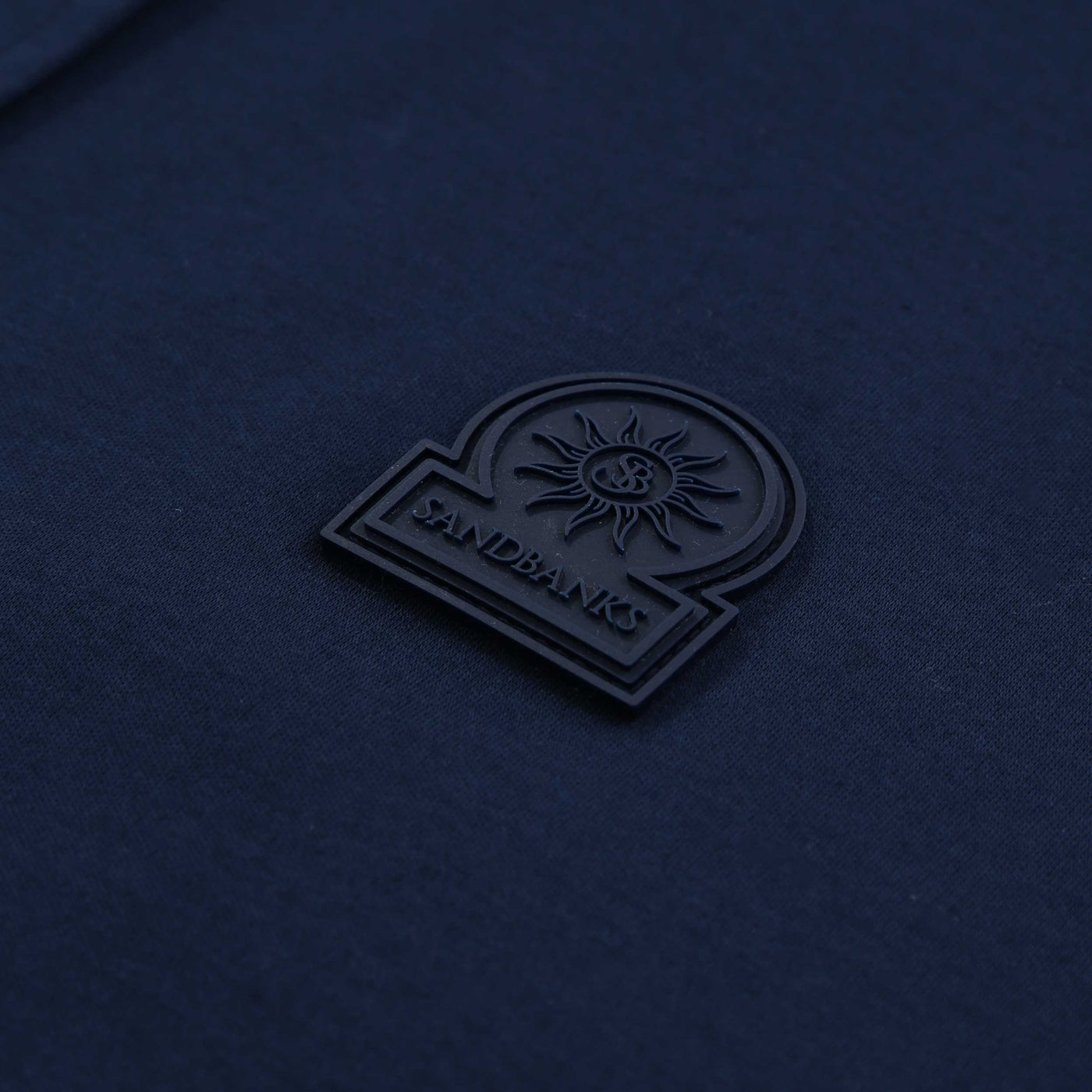 Sandbanks Interlock Full Button Polo Shirt in Navy Logo