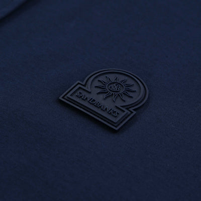 Sandbanks Interlock Full Button Polo Shirt in Navy Logo