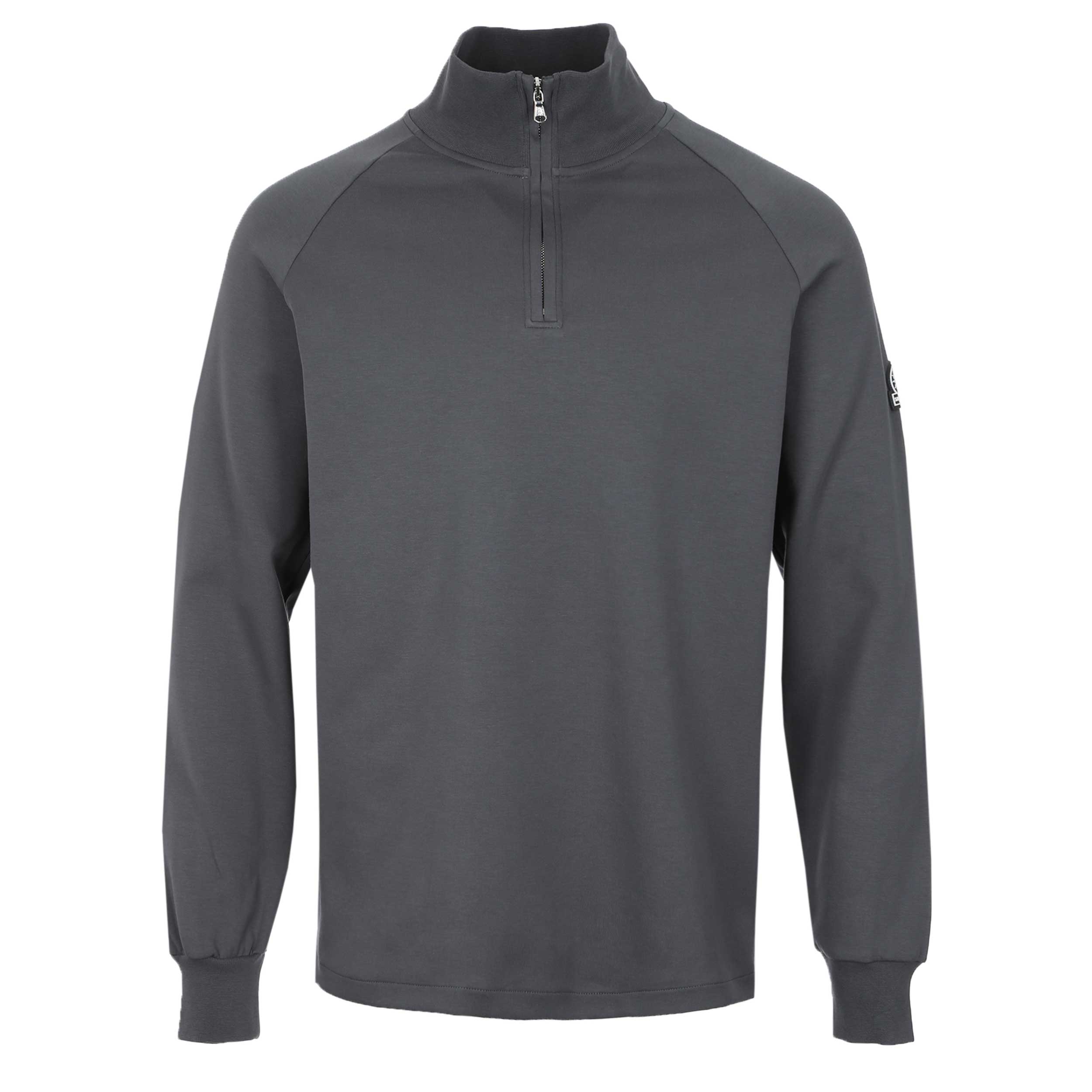 Sandbanks Interlock Raglan 1/4 Zip Sweatshirt in Anthracite