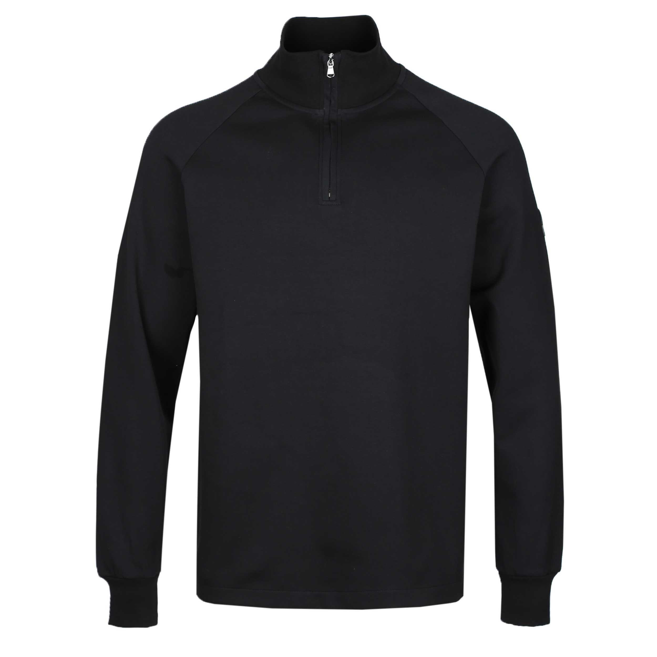 Sandbanks Interlock Raglan 1/4 Zip Sweatshirt in Black
