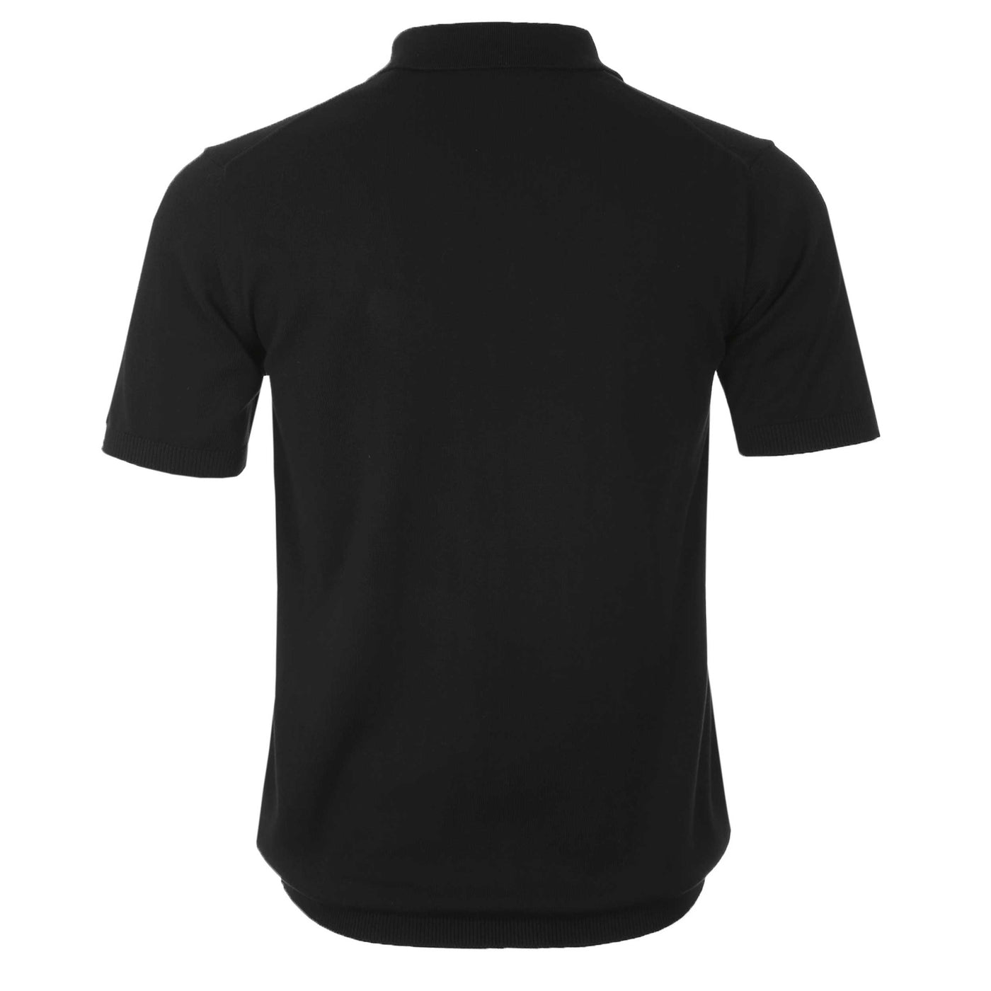 Sandbanks Knitted Open Collar Polo Shirt in Black Back