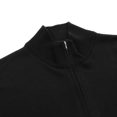 Sandbanks Merino Wool 1/4 Zip Knitwear in Black Placket