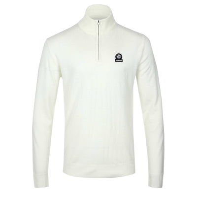 Sandbanks Merino Wool 1/4 Zip Knitwear in Ecru