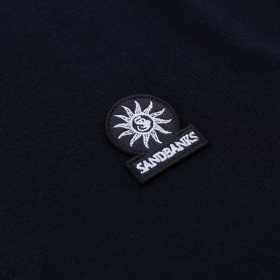Sandbanks Merino Wool 1/4 Zip Knitwear in Navy Logo