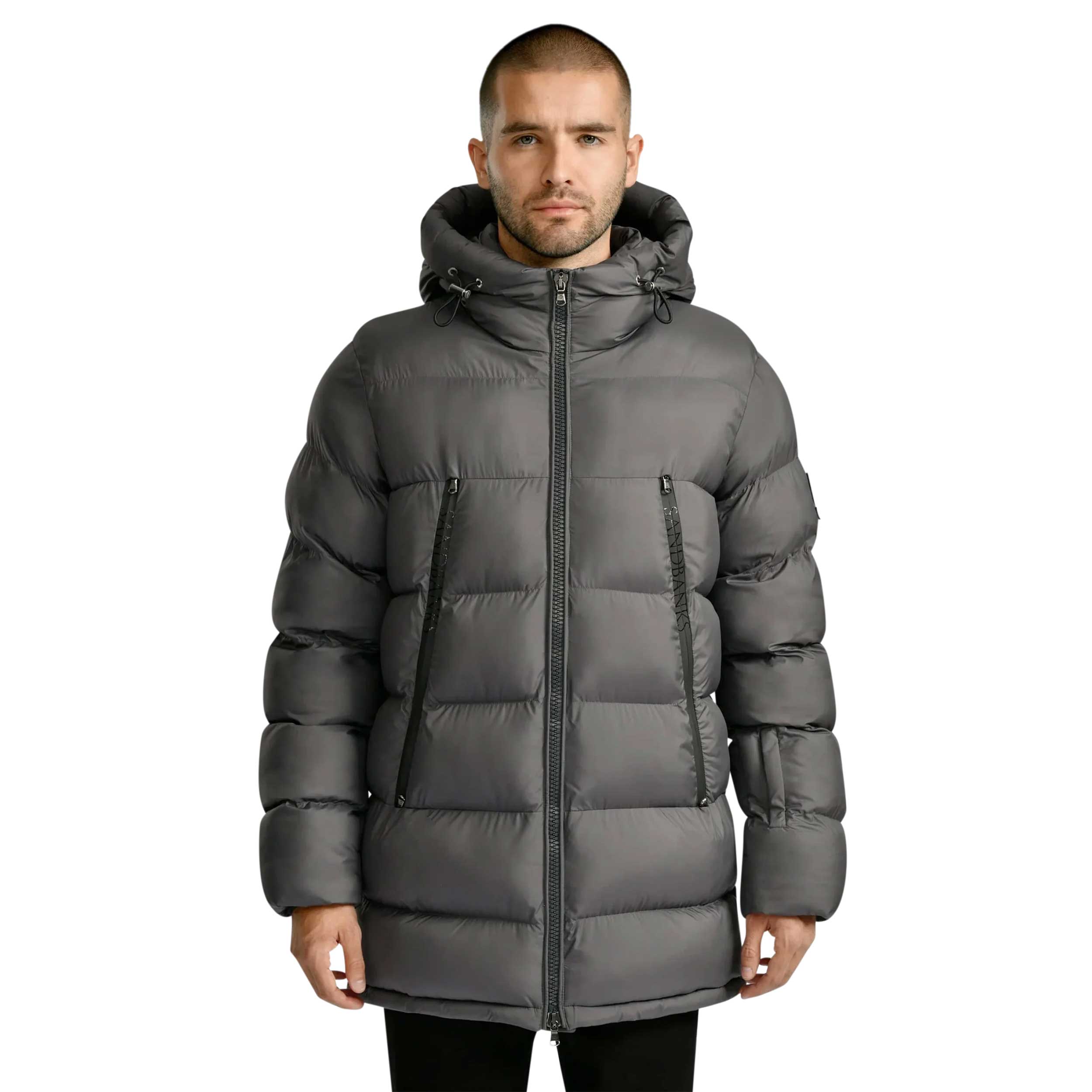 Sandbanks Ravine Mid Puffer Jacket in Charcoal