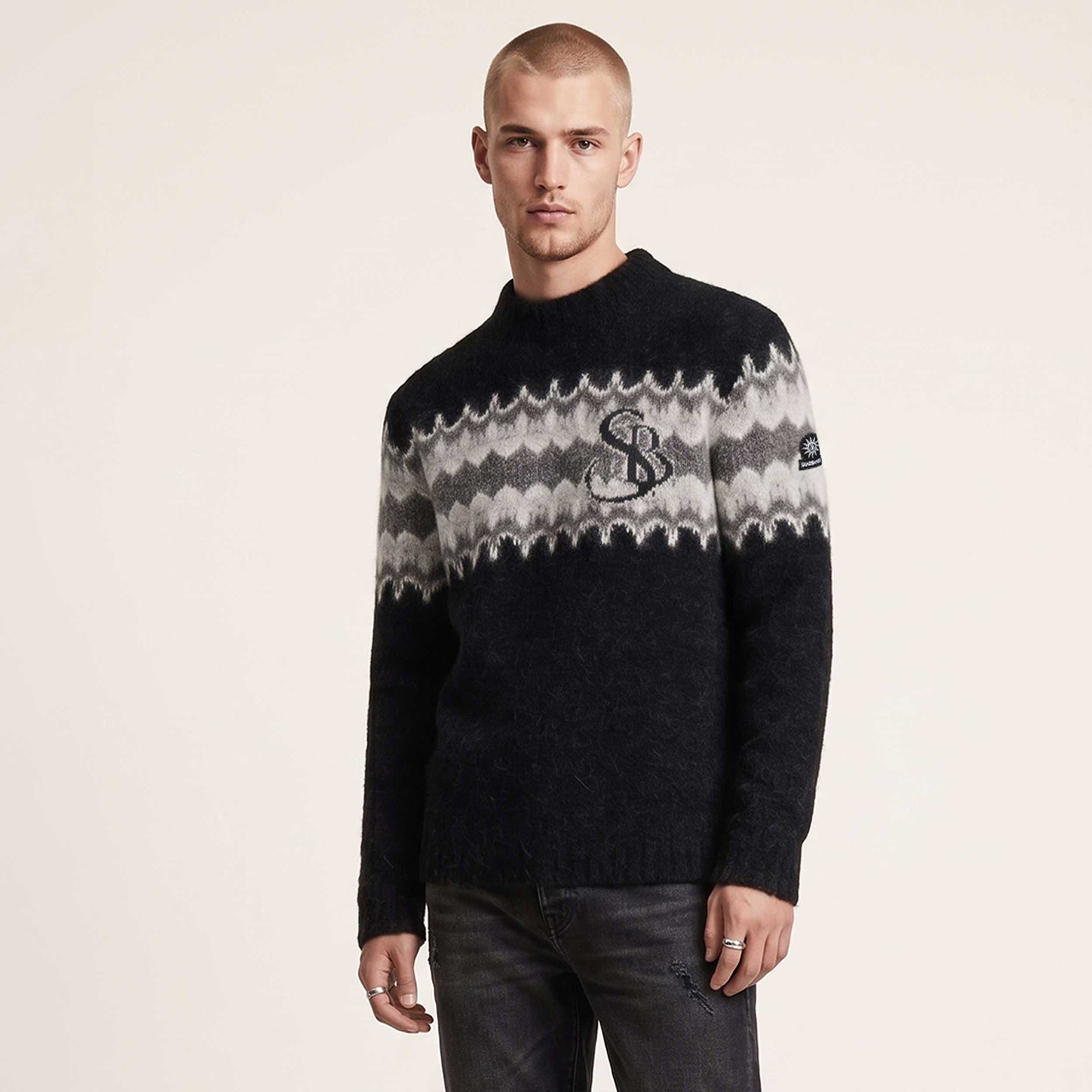 Sandbanks SB Intarsia Pattern Knitwear in Black
