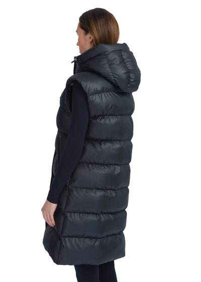 Sandbanks Shell Bay Hooded Long Gilet in Black Model Back