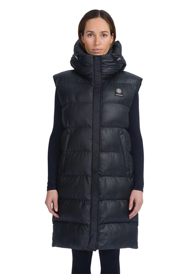 Sandbanks Shell Bay Hooded Long Gilet in Black