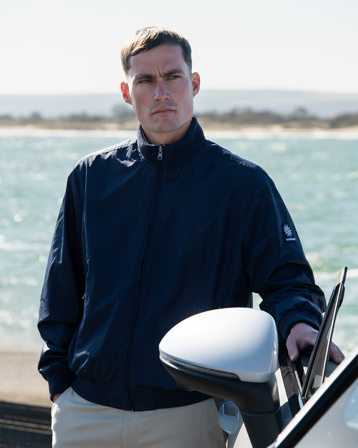 Navy Reversible Jacket Sandbanks Reversible Nylon Funnel Bomber