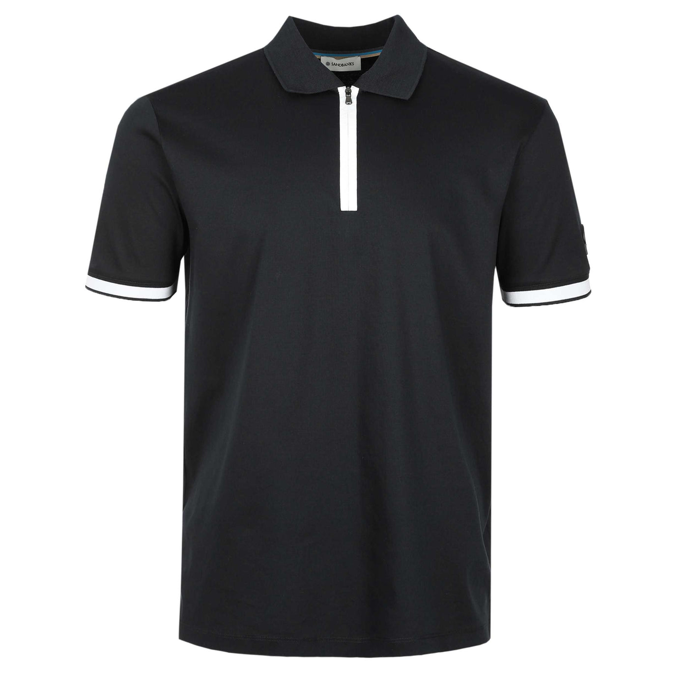 Sandbanks Silicone Zip Polo Shirt in Black Front