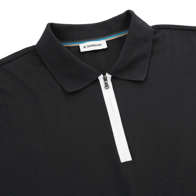 Sandbanks Silicone Zip Polo Shirt in Black Placket