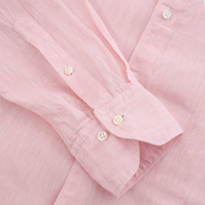 Stenstroms Fitted Body Linen Shirt in Light Pink Cuff