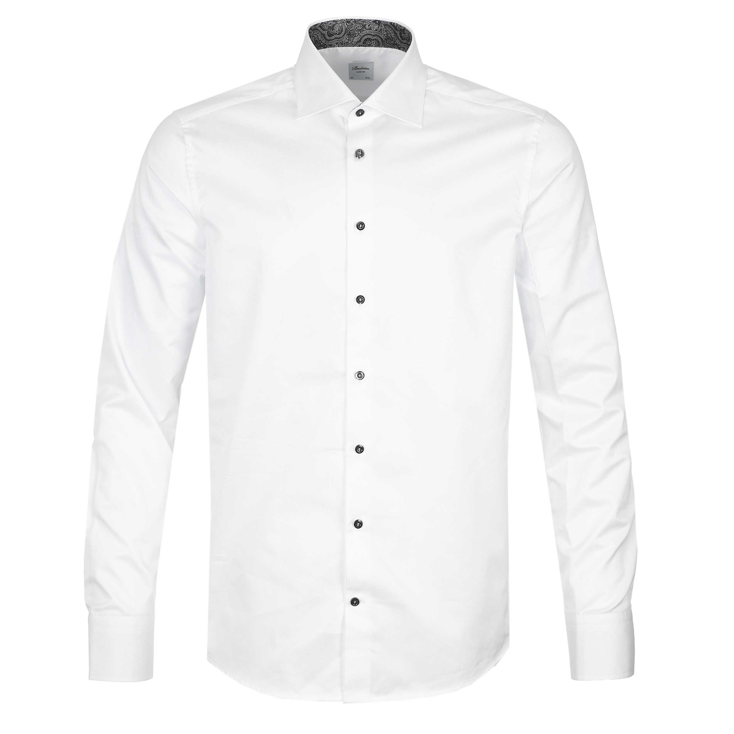 Stenstroms Slimline Contrast Trim Shirt in White