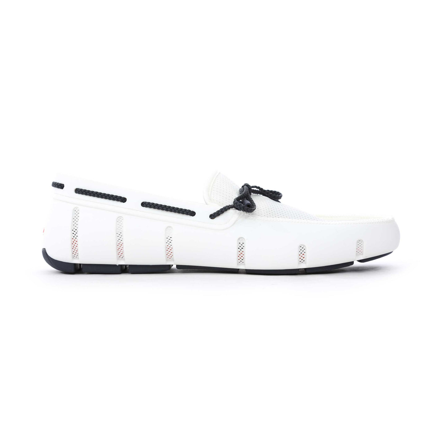 Swims Braided Lace Loafer Shoe in White Navy I Swims I Norton Barrie