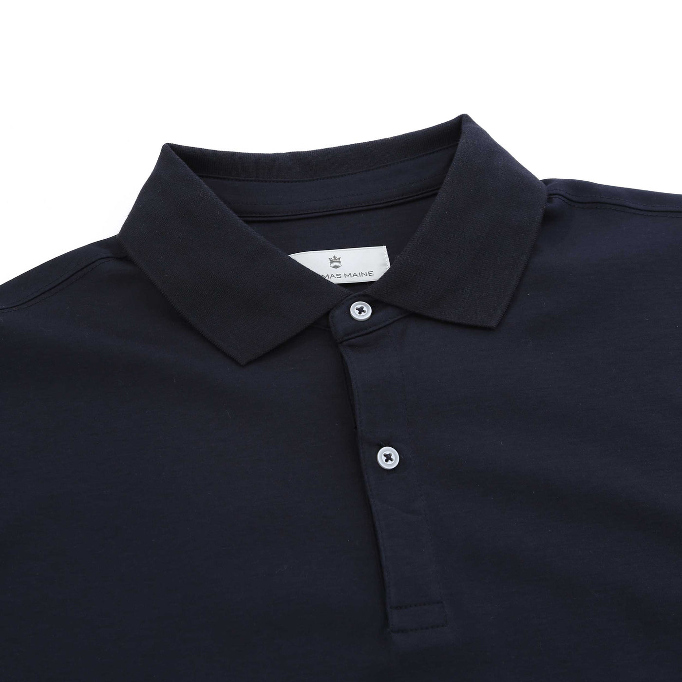 Thomas Maine 3 Button Lux Polo Shirt in Navy Collar