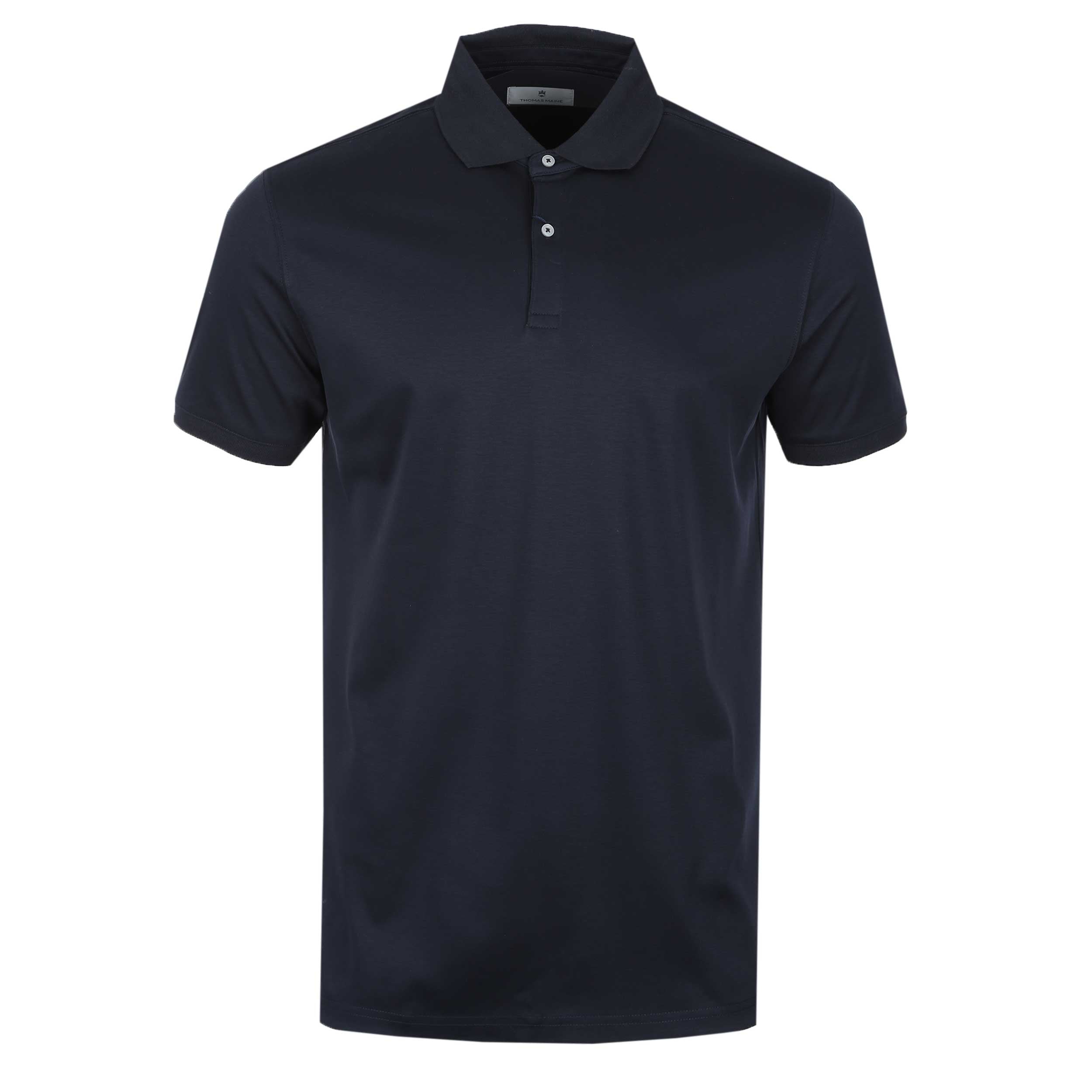 Thomas Maine 3 Button Lux Polo Shirt in Navy