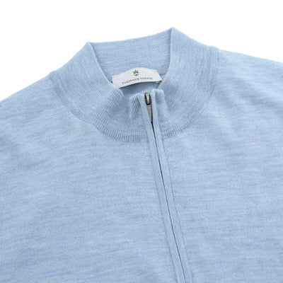 Thomas Maine 1/4 Zip Knitwear in Sky Blue Collar