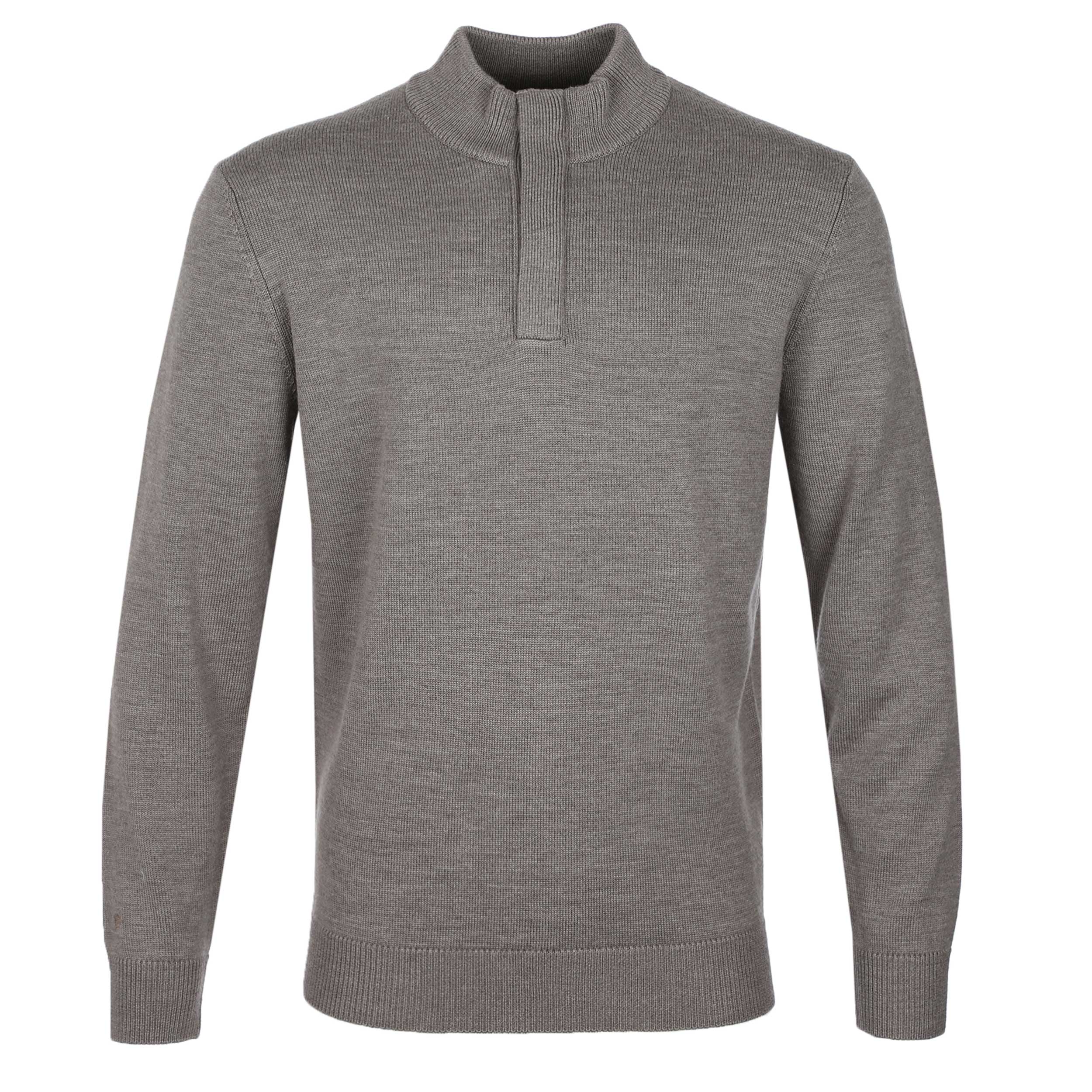 Thomas Maine 1/4 Zip With Button Knitwear in Light Brown