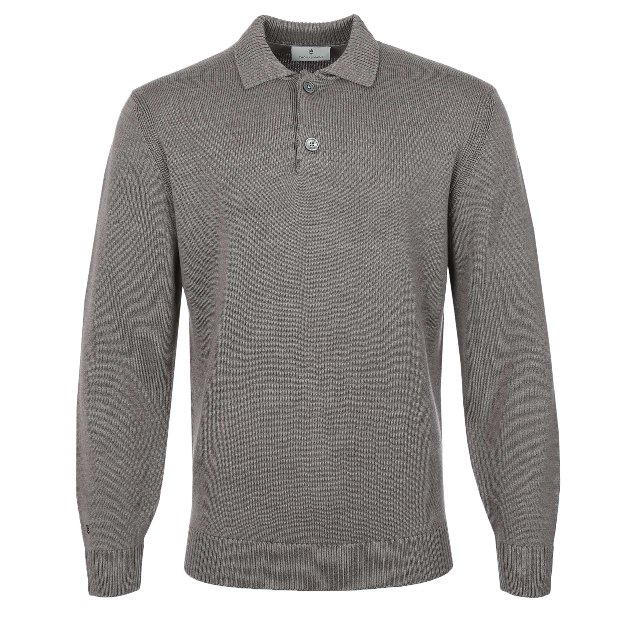Thomas Maine 2 Button Ribbed Collar Knitwear in Brown