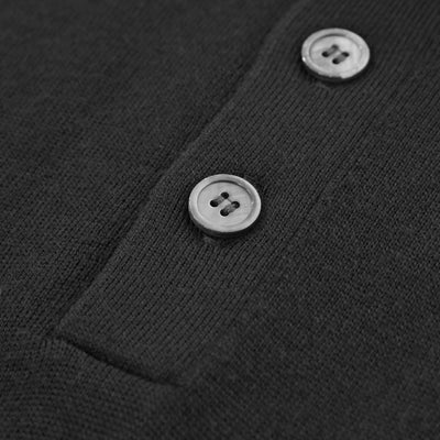 Thomas Maine 3 Button Funnel Neck Knitwear in Charcoal Buttons