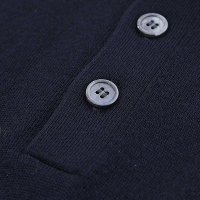 Thomas Maine 3 Button Funnel Neck Knitwear in Navy Buttons