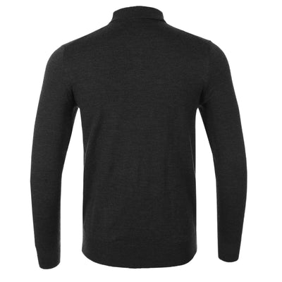 Thomas Maine 3 Button Knit Polo Shirt in Black Back