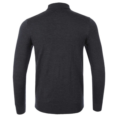 Thomas Maine 3 Button Knit Polo Shirt in Charcoal Back