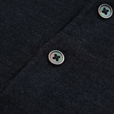 Thomas Maine 3 Button Knit Polo Shirt in Charcoal Buttons