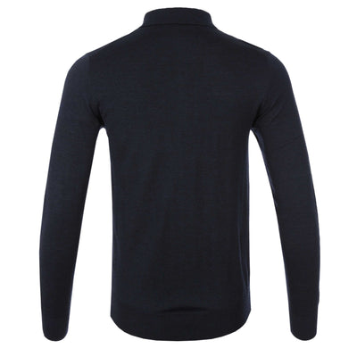 Thomas Maine 3 Button Knit Polo Shirt in Navy Back