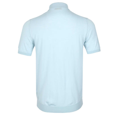 Thomas Maine 3 Button Knit Polo Shirt in Sky Blue Back