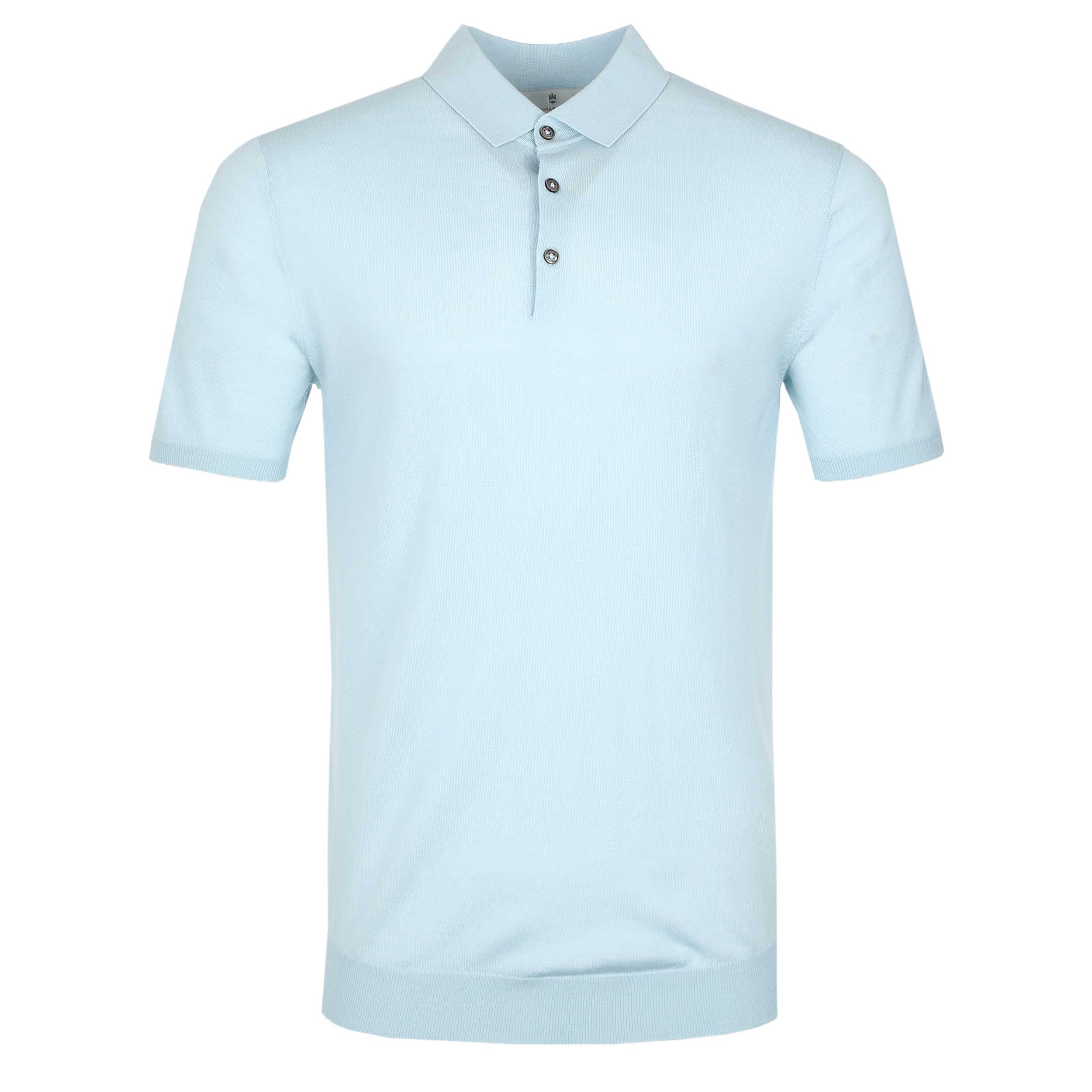 Blue Button Polyb Thomas Maine 3 Button Merino Knit Polo Shirt in Sky Blue – Norton Barrie