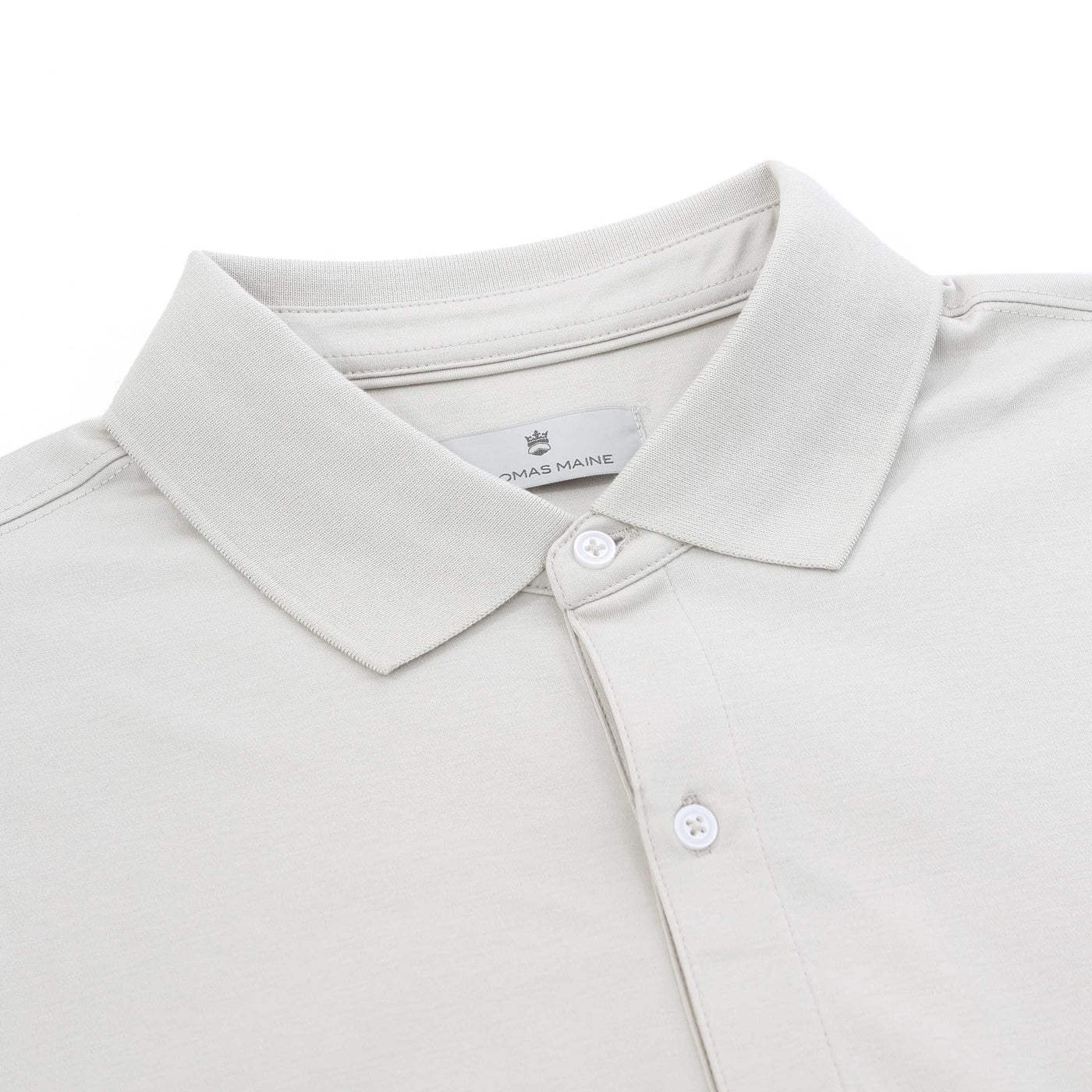 Thomas Maine 3 Button Lux Polo Shirt in Cream Collar
