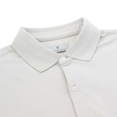 Thomas Maine 3 Button Lux Polo Shirt in Cream Collar
